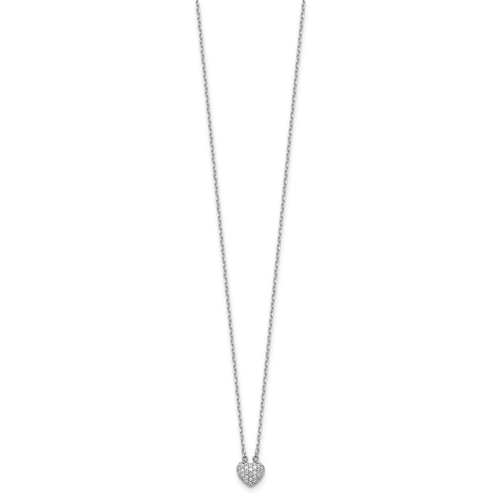 925 Sterling Silver Cubic Zirconia CZ Heart Chain Necklace