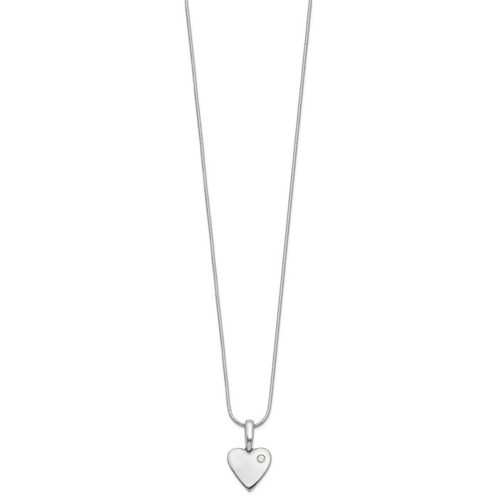 925 Sterling Silver Diamond Heart Chain Necklace