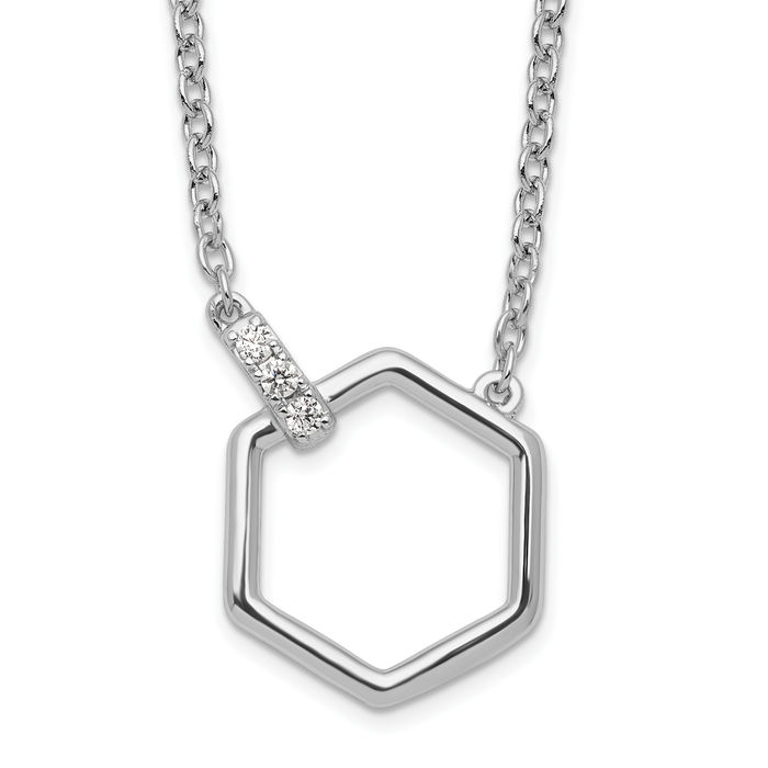 925 Sterling Silver Diamond Chain Geometric Necklace