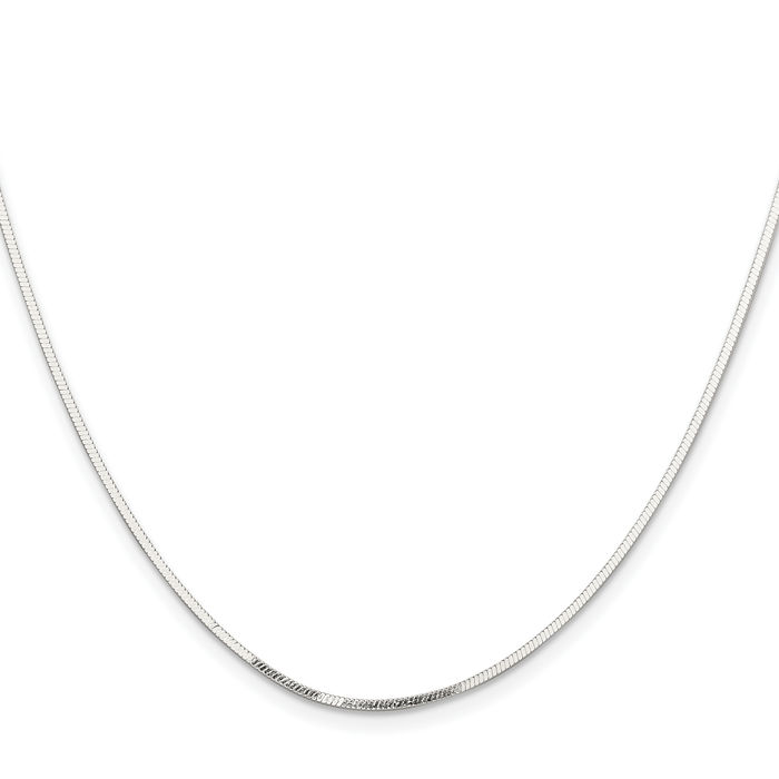 925 Sterling Silver 1.15mm Square Cubetto Omega Snake Chain Herringbone Necklace