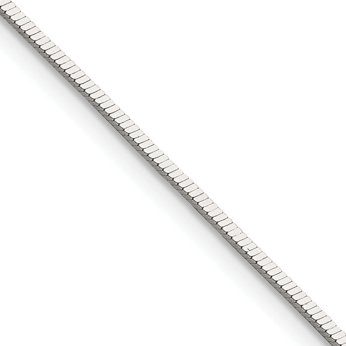 925 Sterling Silver 1.15mm Square Cubetto Omega Snake Chain Herringbone Necklace