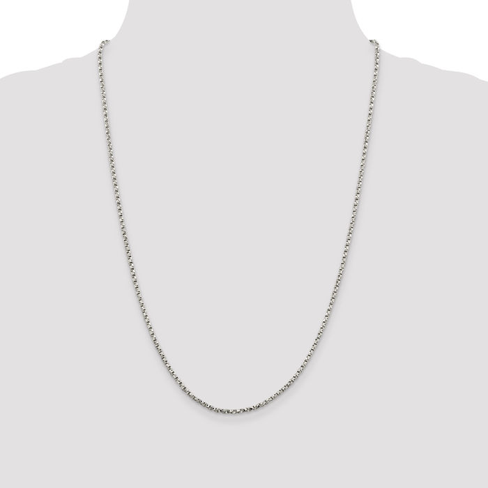 925 Sterling Silver 2.25mm Twisted Box Link Chain Necklace