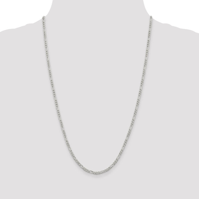 925 Sterling Silver 3mm Figaro Link Chain Necklace