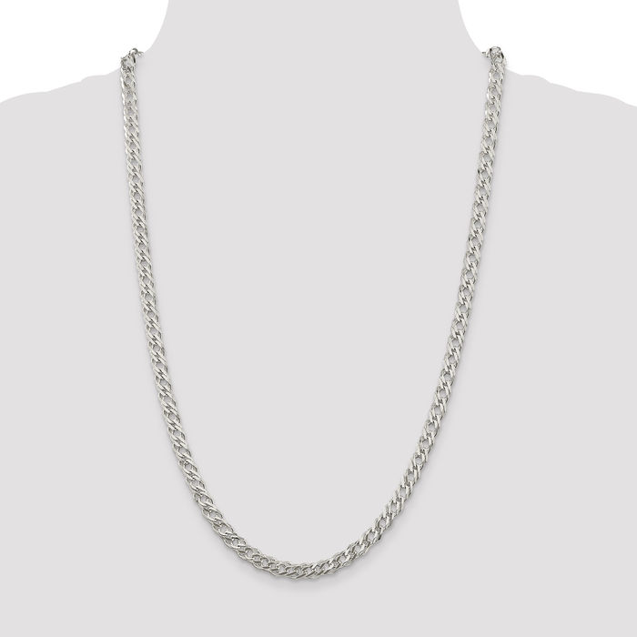 925 Sterling Silver 5.65mm 6 Side Double Curb Link Chain Necklace