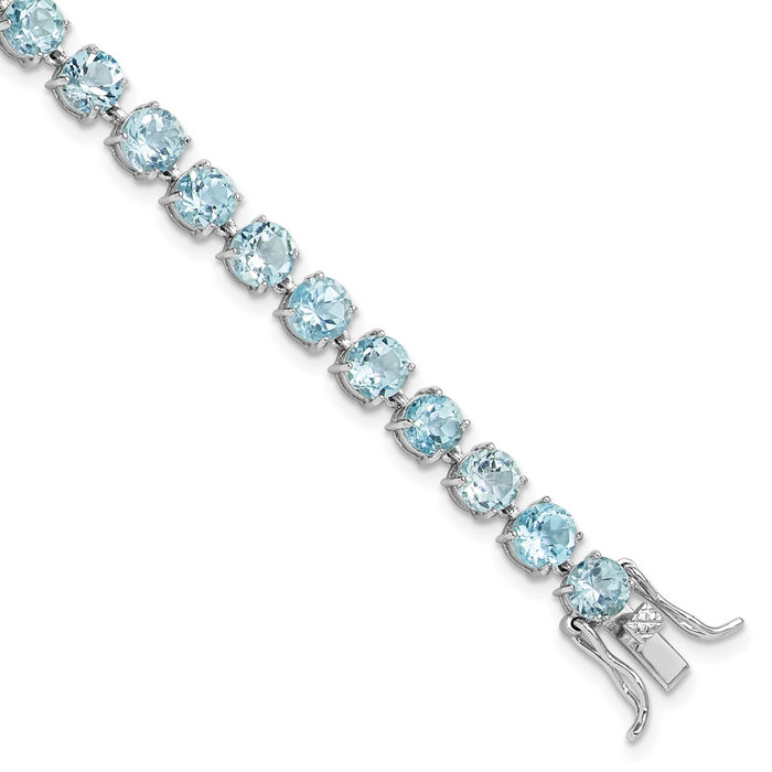 925 Sterling Silver 5mm Sky Blue Topaz Chain Gemstone Tennis Bracelet