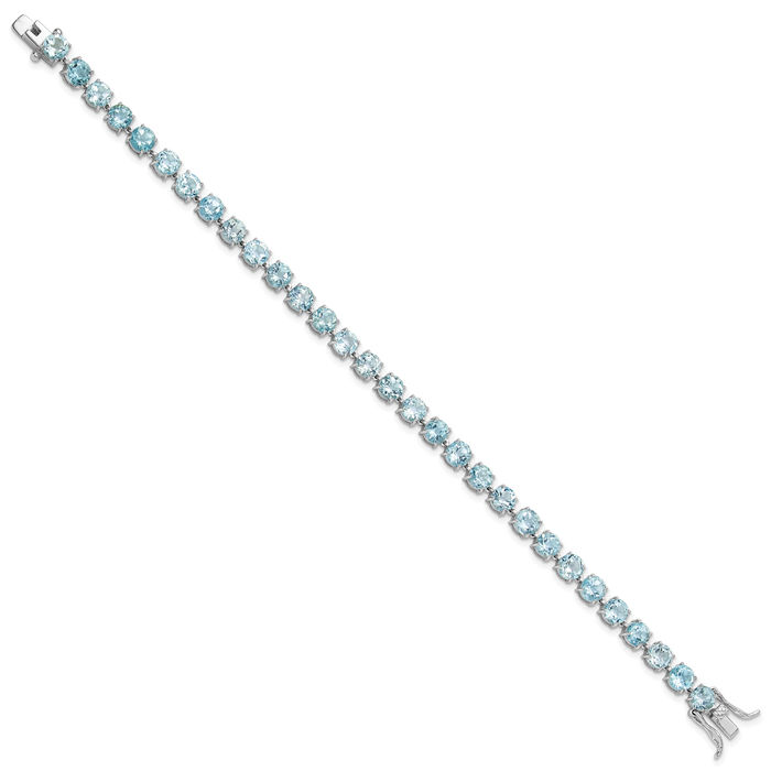 925 Sterling Silver 5mm Sky Blue Topaz Chain Gemstone Tennis Bracelet