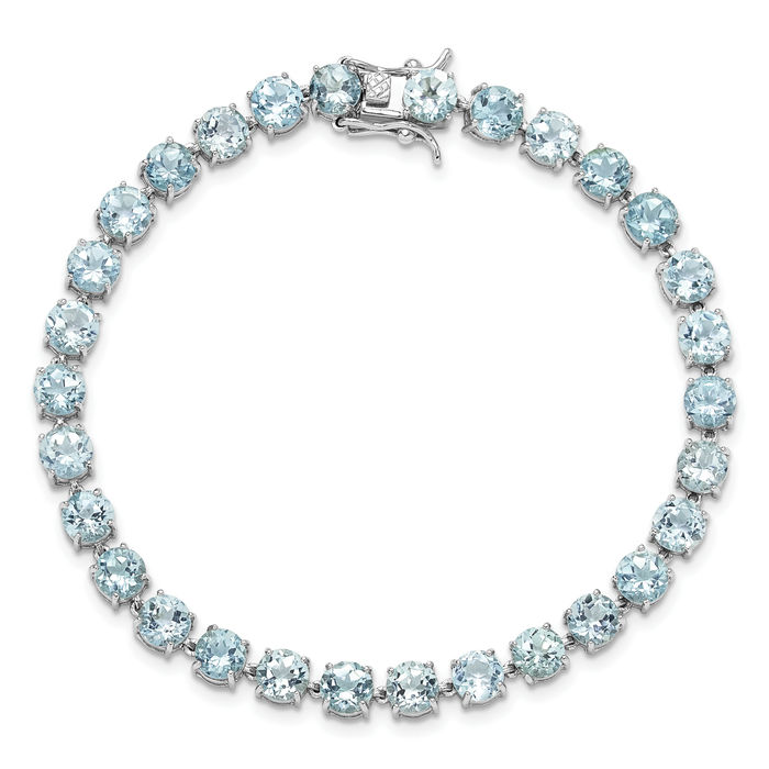 925 Sterling Silver 5mm Sky Blue Topaz Chain Gemstone Tennis Bracelet