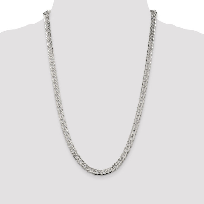 925 Sterling Silver 6.25mm 6 Side Double Curb Link Chain Necklace