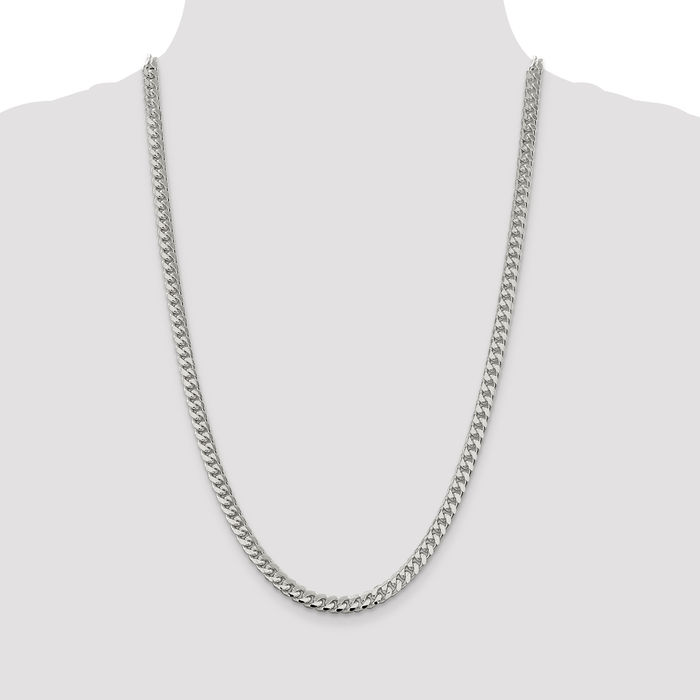 925 Sterling Silver 6mm Side Curb Link Chain Necklace