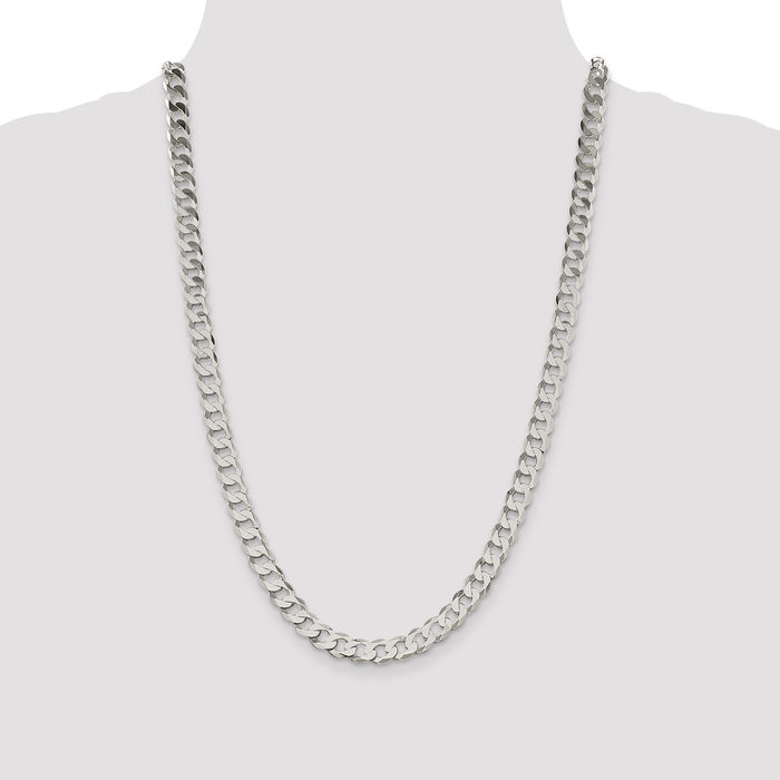 925 Sterling Silver 7.5mm Curb Link Chain Necklace