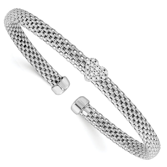 Sterling Silver Mesh Link Heart selling Bracelet