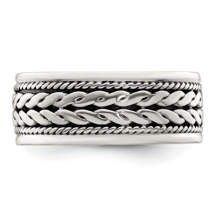 925 Sterling Silver Vintage Rope Statement Ring