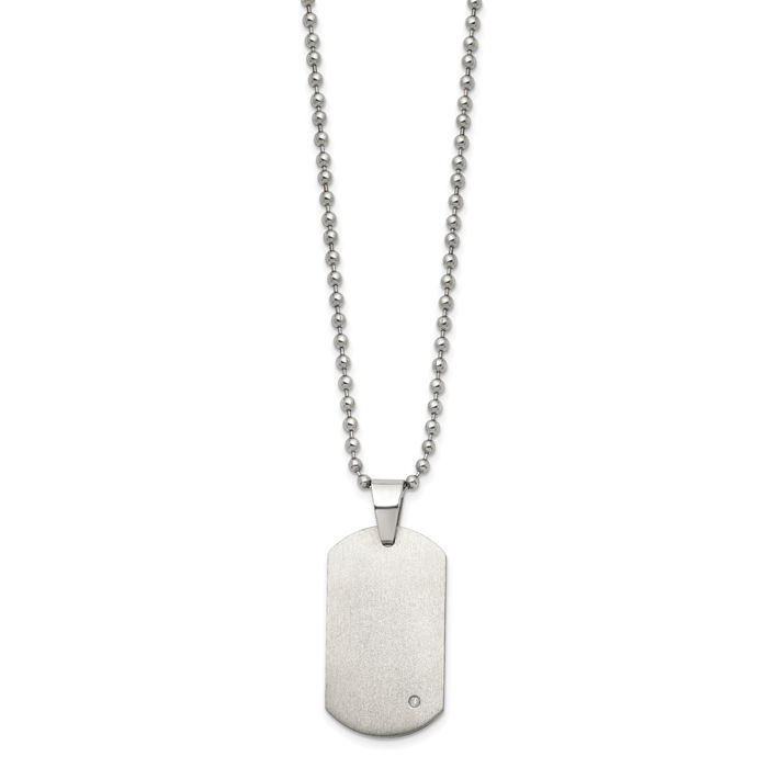 Titanium Diamond Dog Tag Necklace Chain