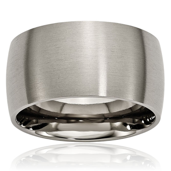 Titanium 12mm Half Round Plain Classic Wedding Band Ring