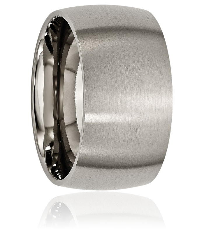 Titanium 12mm Half Round Plain Classic Wedding Band Ring