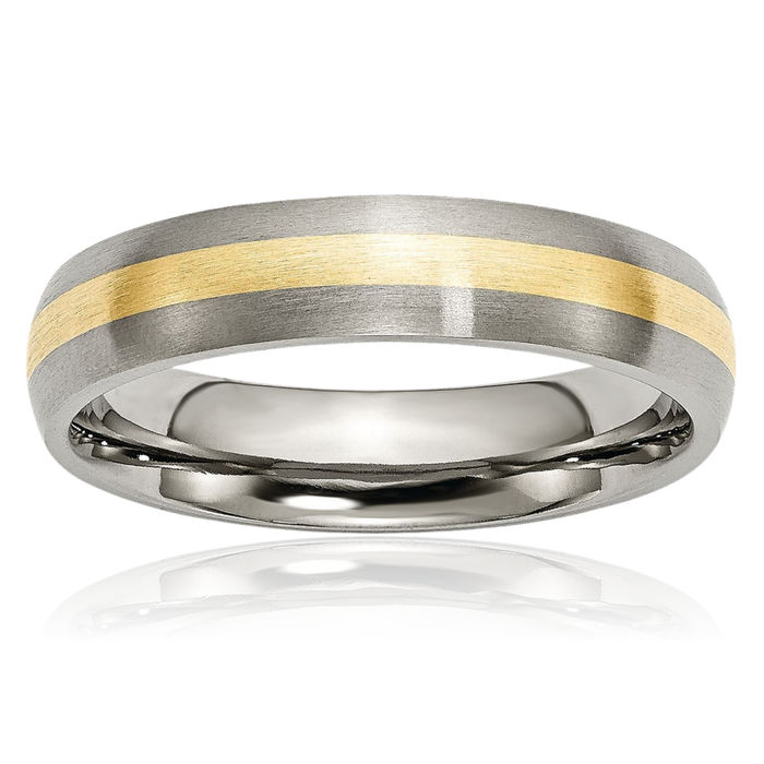 Titanium 14K Gold 5mm Wedding Band Ring