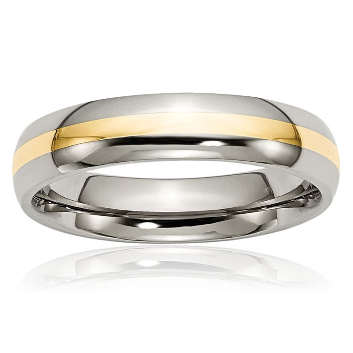 Titanium 14K Gold 5mm Wedding Band Ring