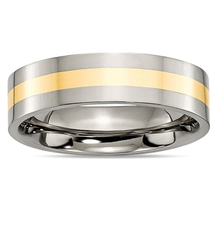 Titanium 14K Gold 6mm Wedding Band Ring