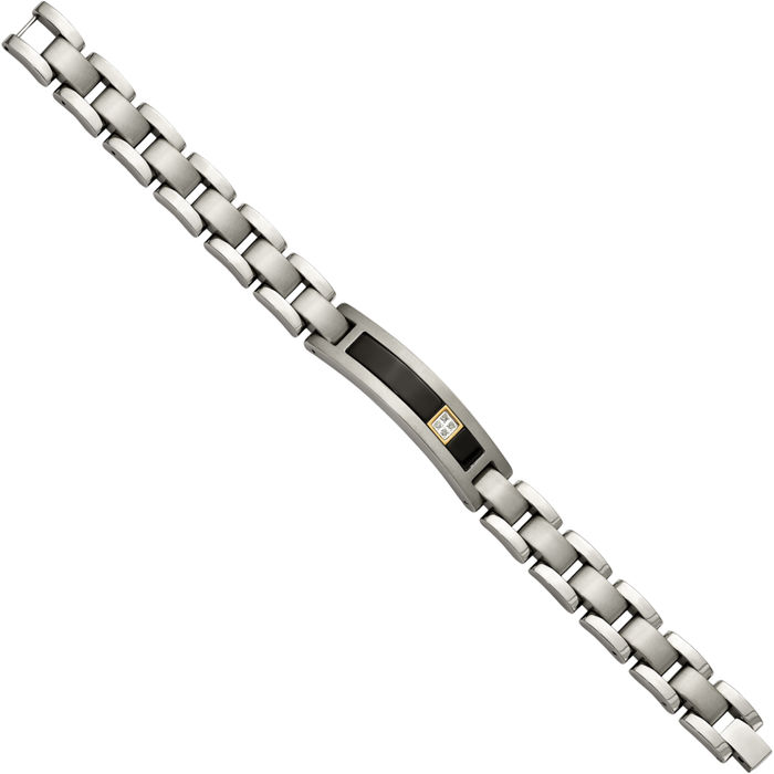 Titanium 14K Gold Black Onyx Diamond Tennis Bracelet