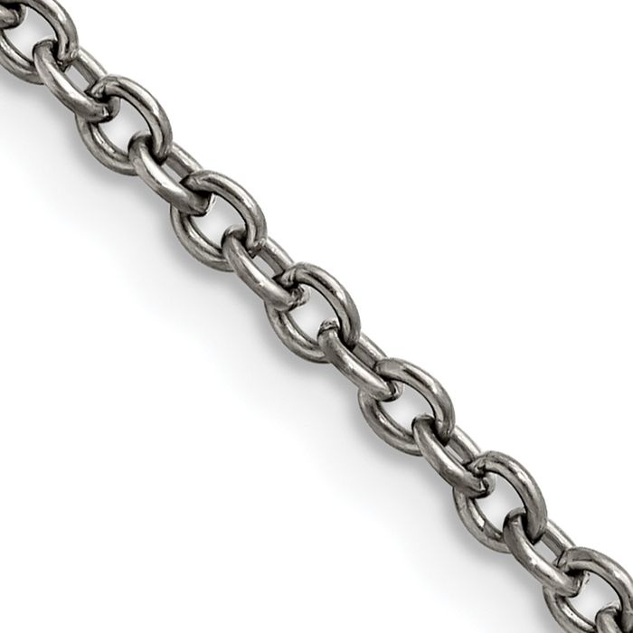 Titanium 2.9mm Cable Rolo Link Chain Belcher Necklace