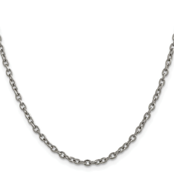 Titanium 2.9mm Cable Rolo Link Chain Belcher Necklace