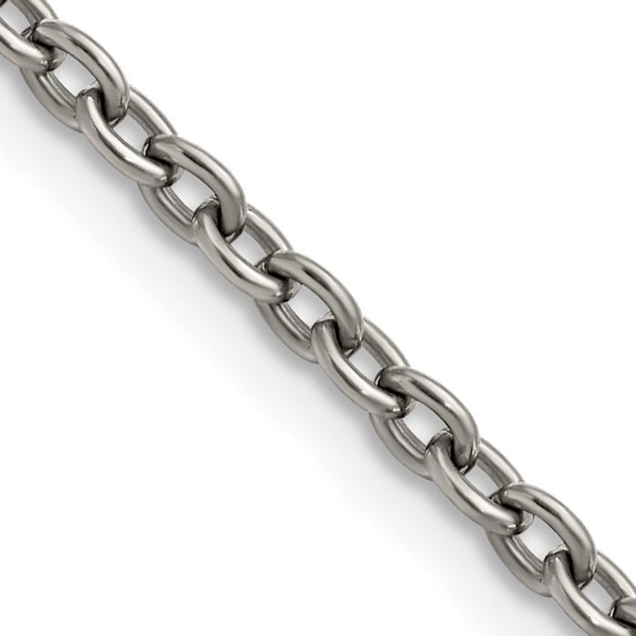 Titanium 3.5mm Cable Rolo Link Chain Belcher Necklace