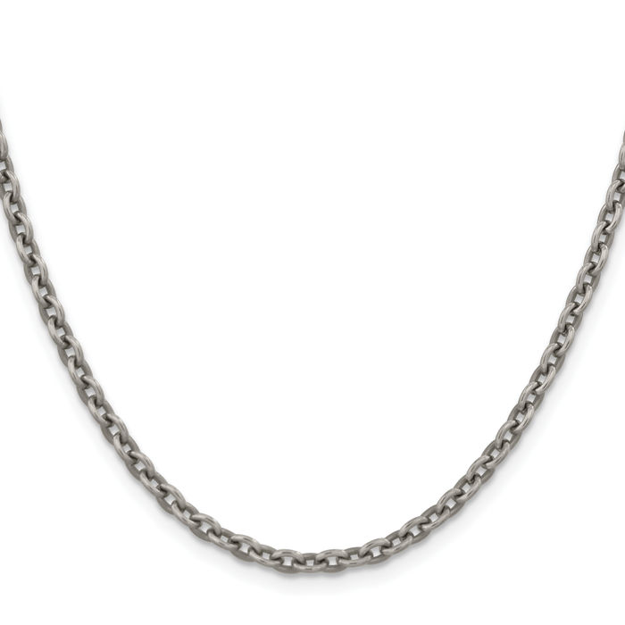 Titanium 3.5mm Cable Rolo Link Chain Belcher Necklace