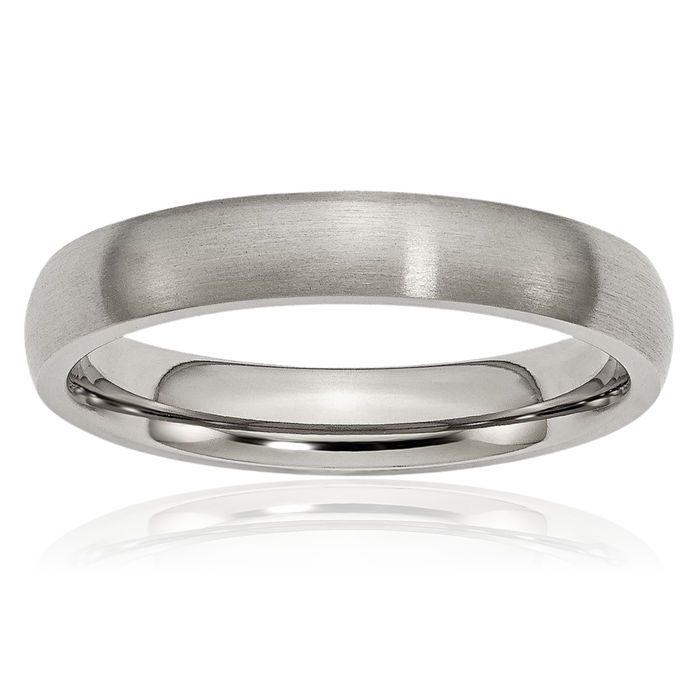 Titanium 4mm Half Round Plain Classic Wedding Band Ring