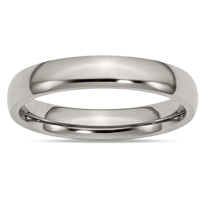 Titanium 4mm Half Round Plain Classic Wedding Band Ring