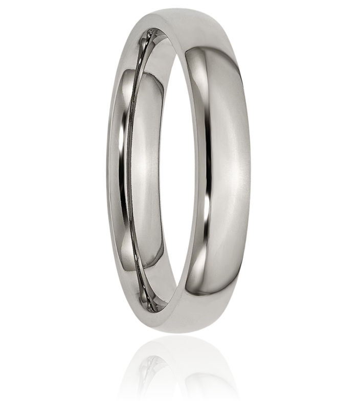 Titanium 4mm Half Round Plain Classic Wedding Band Ring