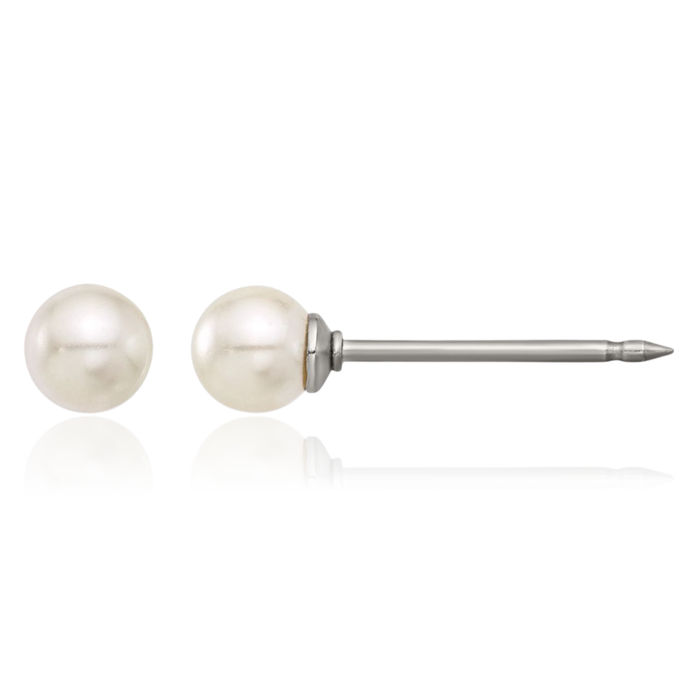 Titanium 4mm Pearl Stud Earrings