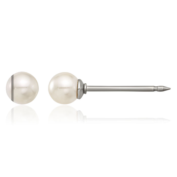 Titanium 4mm Pearl Stud Earrings