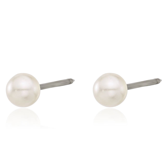 Titanium 4mm Pearl Stud Earrings