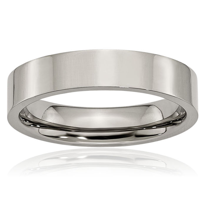 Titanium 5mm Plain Classic Wedding Band Ring