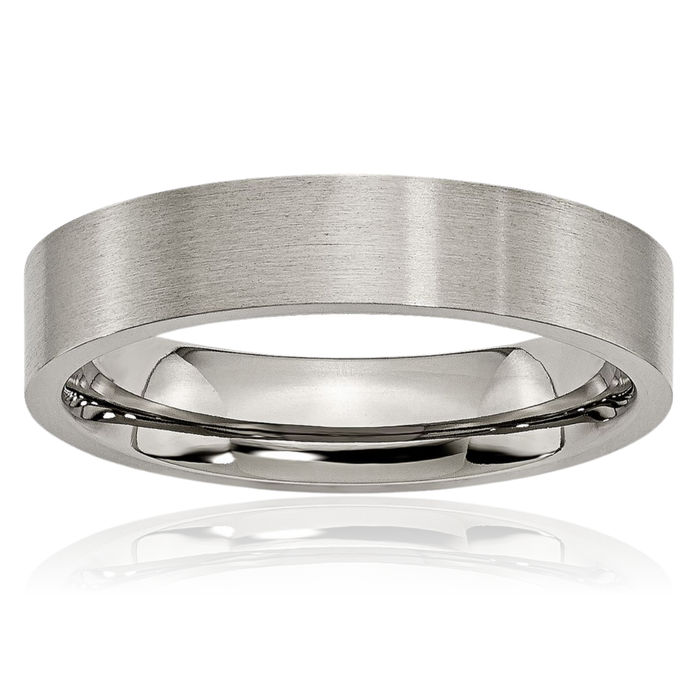 Titanium 5mm Plain Classic Wedding Band Ring