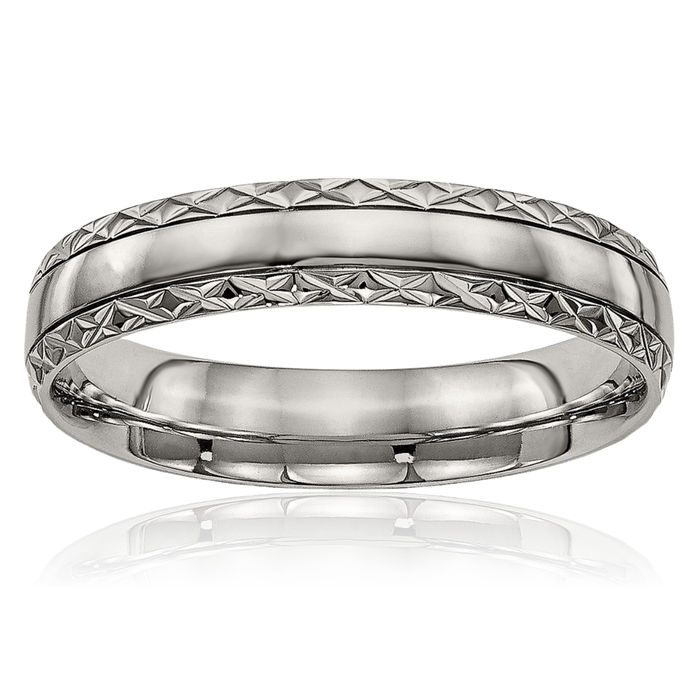 Titanium 5mm Crisscross Wedding Band Woven Twisted Statement Ring