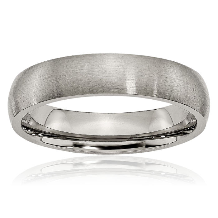 Titanium 5mm Half Round Plain Classic Wedding Band Ring