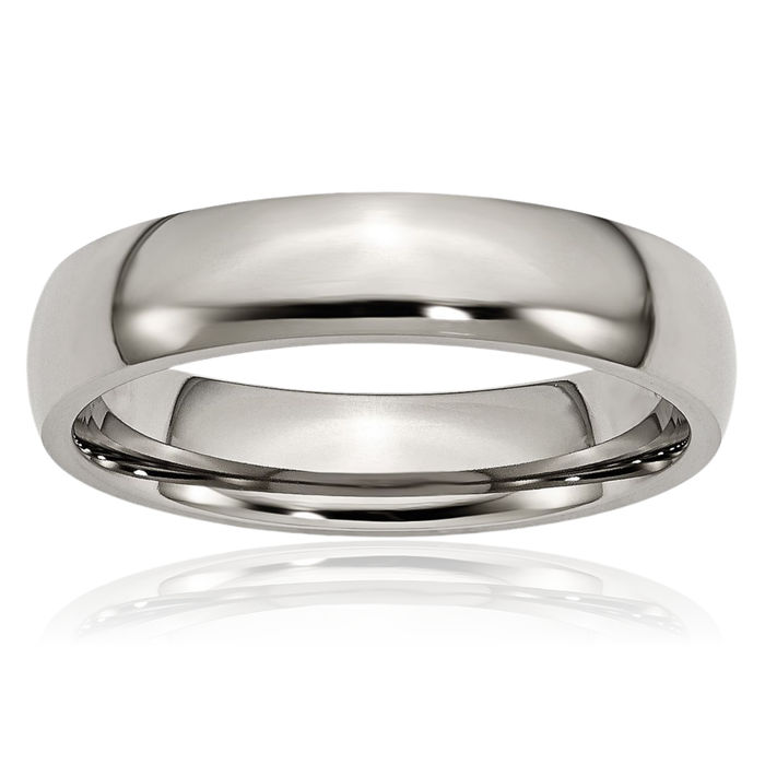 Titanium 5mm Half Round Plain Classic Wedding Band Ring