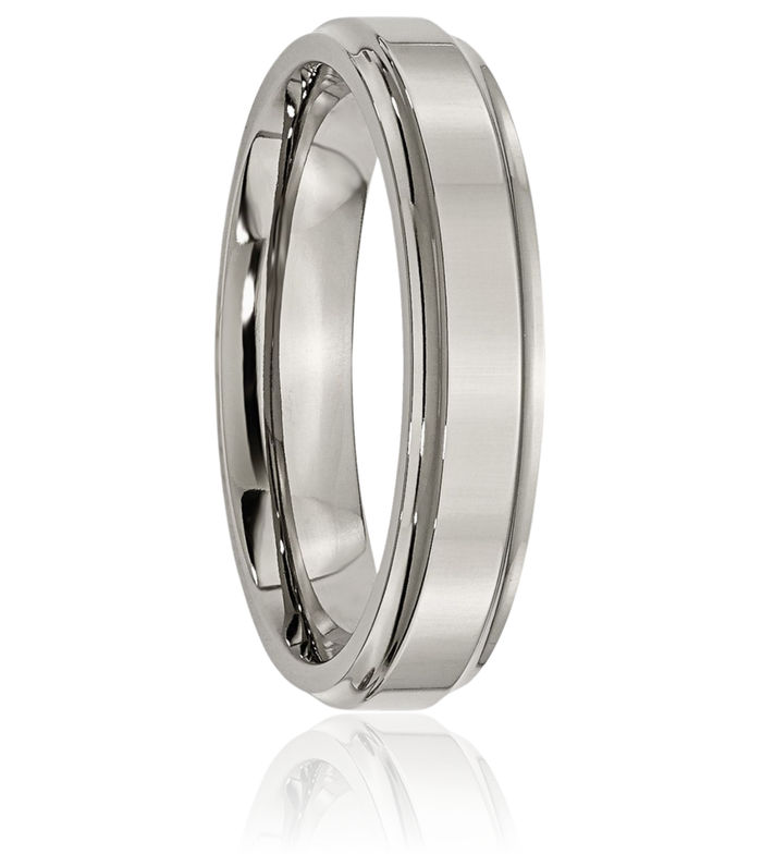 Titanium 5mm Ridged Edge Plain Classic Wedding Band Ring