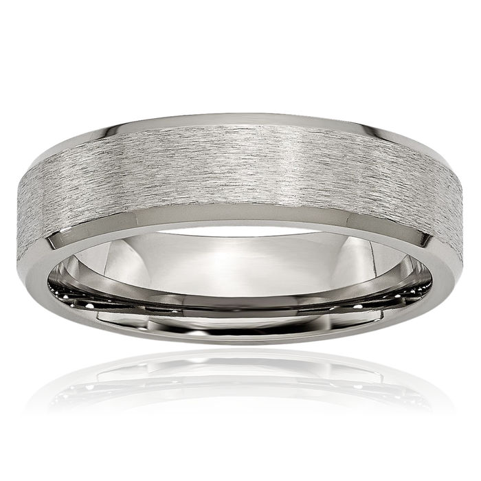 Titanium 6mm Edge Plain Classic Wedding Band Ring