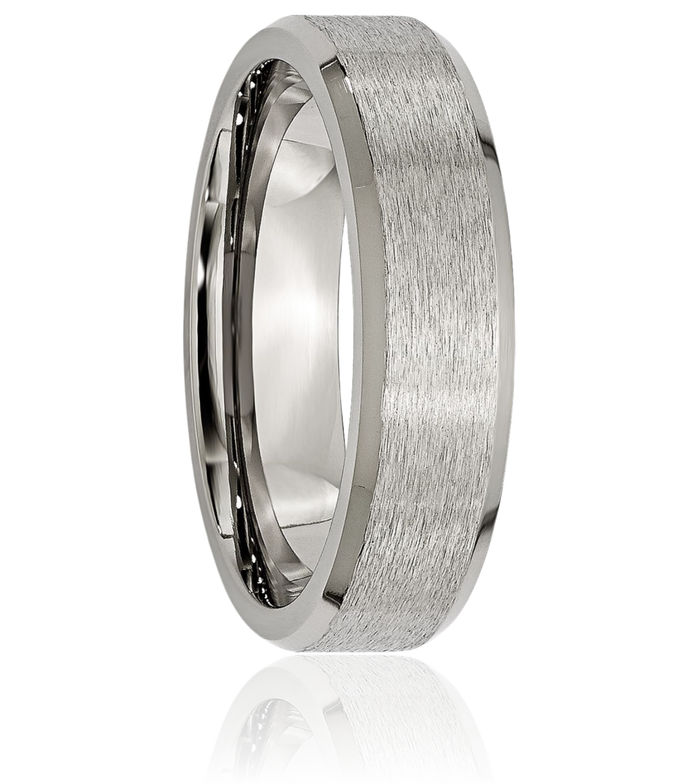 Titanium 6mm Edge Plain Classic Wedding Band Ring