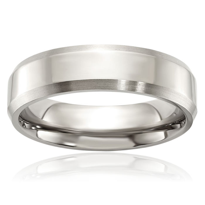 Titanium 6mm Edge Plain Classic Wedding Band Ring