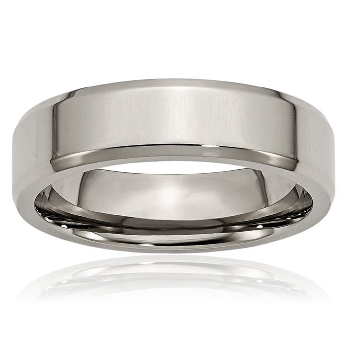 Titanium 6mm Edge Plain Classic Wedding Band Ring