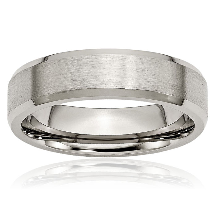 Titanium 6mm Edge Plain Classic Wedding Band Ring