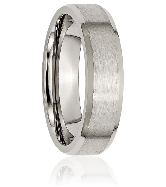 Titanium 6mm Edge Plain Classic Wedding Band Ring