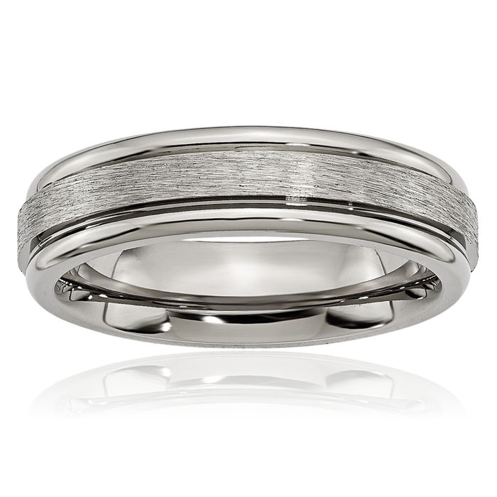 Titanium 6mm Edge Wedding Band Ring