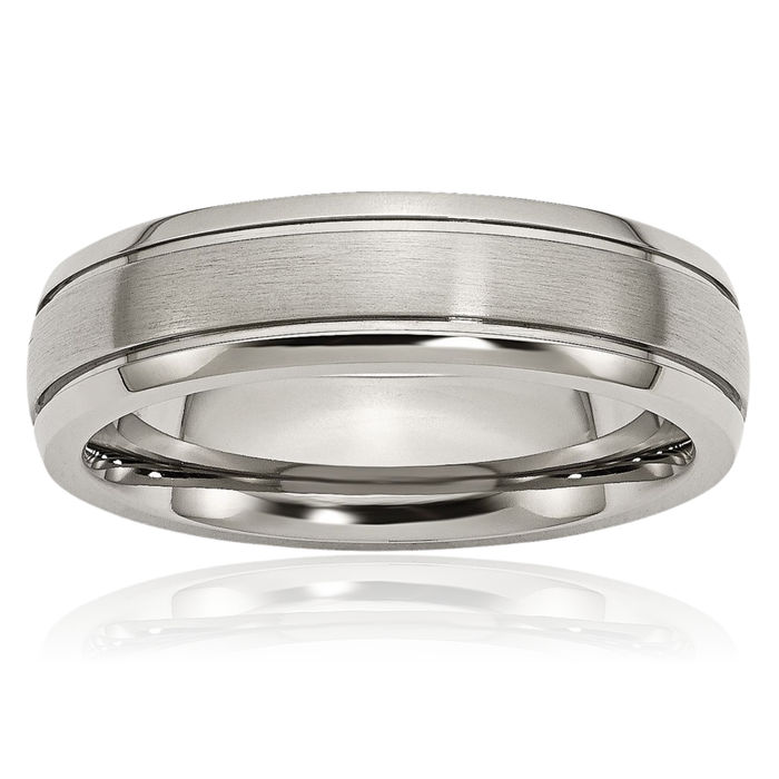 Titanium 6mm Edge Wedding Band Ring