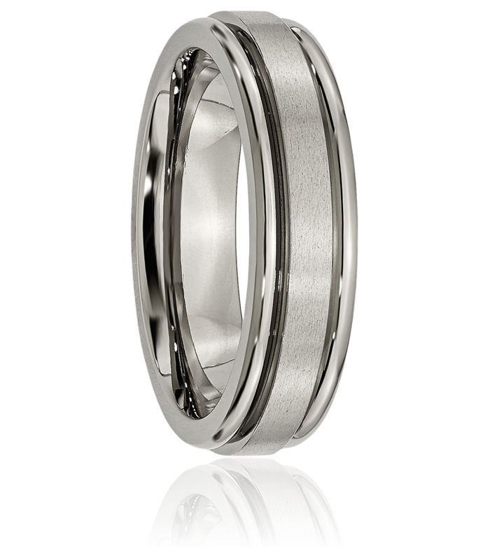 Titanium 6mm Edge Wedding Band Ring