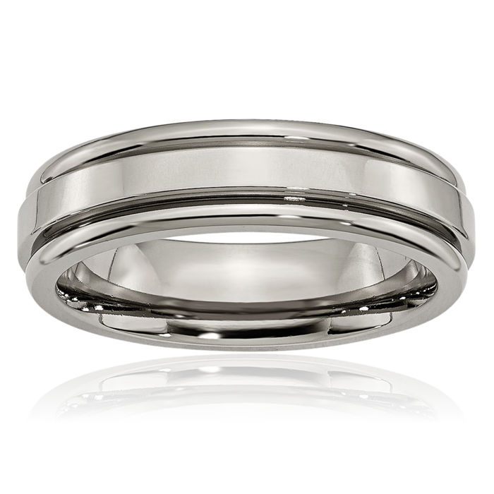 Titanium 6mm Edge Wedding Band Ring