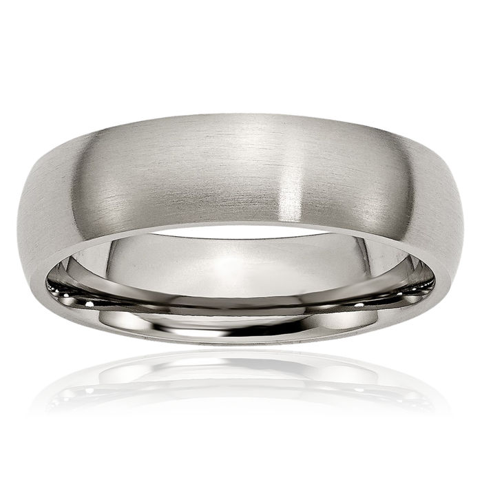 Titanium 6mm Half Round Plain Classic Wedding Band Ring